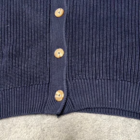 Quince Sweater Womens Medium Blue Organic Fisherman Boxy Heavy Knit Cardigan - Picture 2 of 7